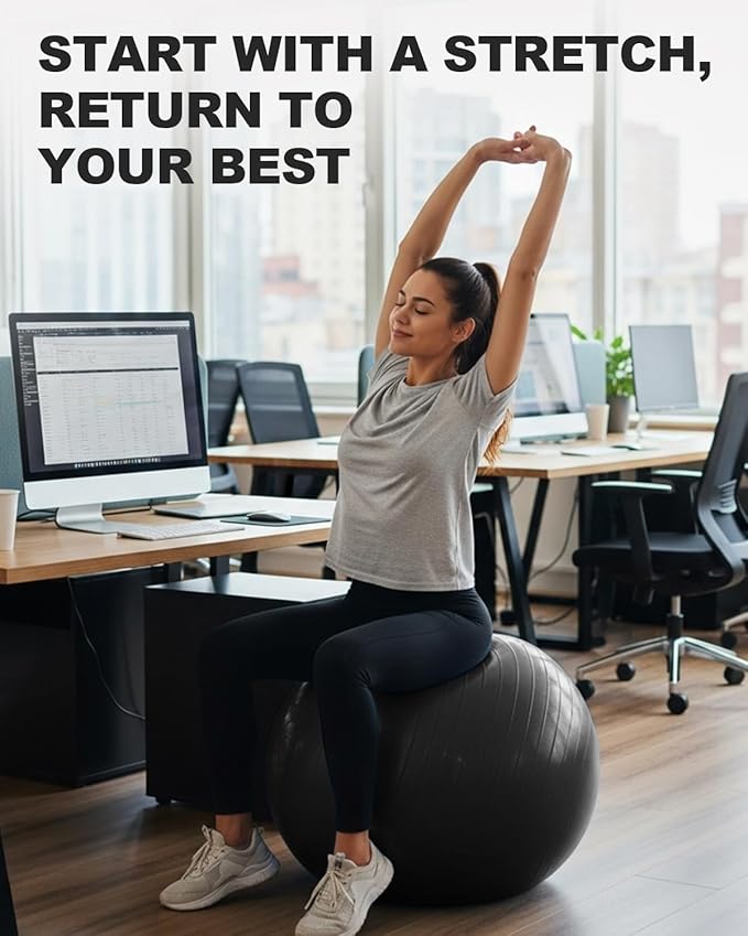 Trideer Exercise Ball for Yoga, Pilates & Fitness – Stability Ball Equipment for Home Gym & Office Chair, Core & Balance Training Accessories, Physical Therapy Equipment, Quick Pump Included, 5 Sizes - Bloomnest