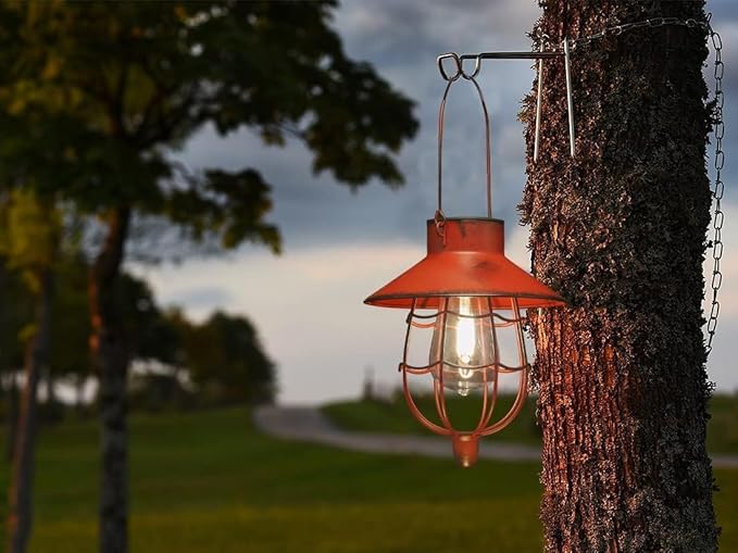 YAKii 6 Pack Solar Lantern Hanging Waterproof Outdoor Metal Solar Lamp with Warm White Light Decorate for Yard Garden Pathway Patio Porch (Red) - Bloomnest