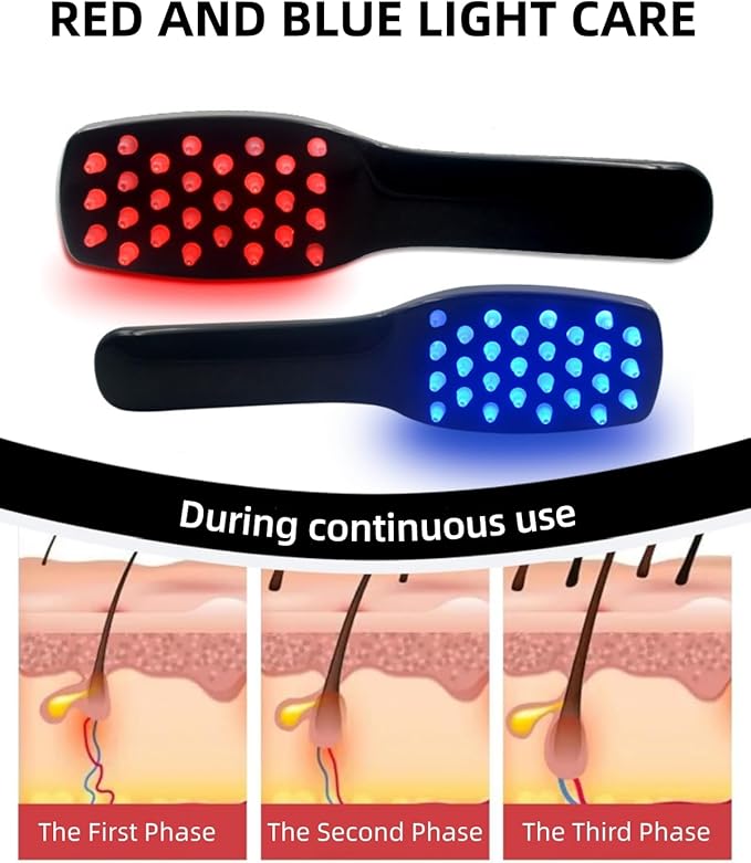 Red Light Hair Brush, Electric Scalp Massager Brush, Red Light Comb Devices for Hair Scalp Massage, Hair Massage Brush, Portable Hair Massage Comb with Soft Rubber for Men and Women Bloomnest