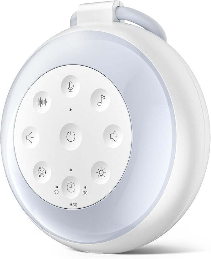 Sizi Sleep Sound Machine for Baby, Portable White Noise Sound Machine with Night Light, 3min Voice Record, 24 Soothing Noise Sounds Therapy, 3 Auto-Off Timer with Memory Fuction, Baby Shower Gifts - Bloomnest