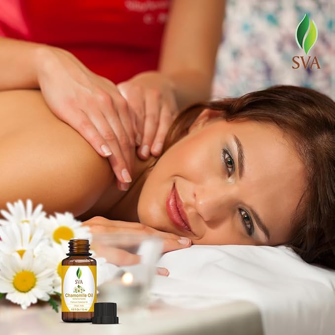 SVA Chamomile Essential Oil – 1/3 Fl Oz – 100% Natural Chamomile Oil - for Diffuser, Hair Care, Face, Skin Care, Aromatherapy, Scalp and Body Massage, Soap and Candle Making - Bloomnest