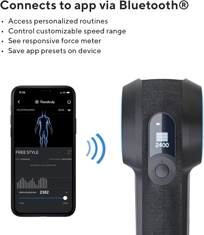 TheraGun Pro Handheld Deep Tissue Massage Gun - Bluetooth Percussion Massage Gun & Personal Massager for Pain Relief & Circulation in Neck, Back, Leg, Shoulder and Body (Black - 4th Gen) - Bloomnest