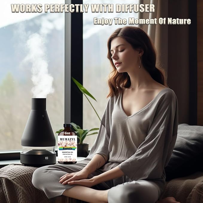 Magnolia Essential Oil, Magnolia Oil 4 Fl Oz 120ML for Diffuser Humidifier Yoga Cleaning DIY Candle Soap Making Essential Oils - Bloomnest
