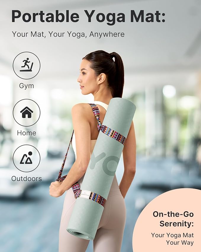 YOTTOY Yoga Mat, 72"x 32"x1/3" Extra Wide Non-Slip Exercise Fitness Yoga Mats,Eco-Friendly TPE Exercise Mats for Women Men Home Workout with Strap Bag - Bloomnest