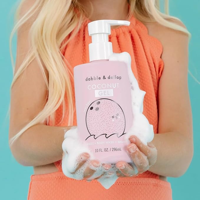 Dabble & Dollop Tropical Mini Bath Bombs & Coconut Shampoo, Body Wash and Bubble Bath for Kids - All Natural Scents, Resealable Pouch, Vegan, Gluten-Free, Cruelty-Free (Pack of 2) - Bloomnest