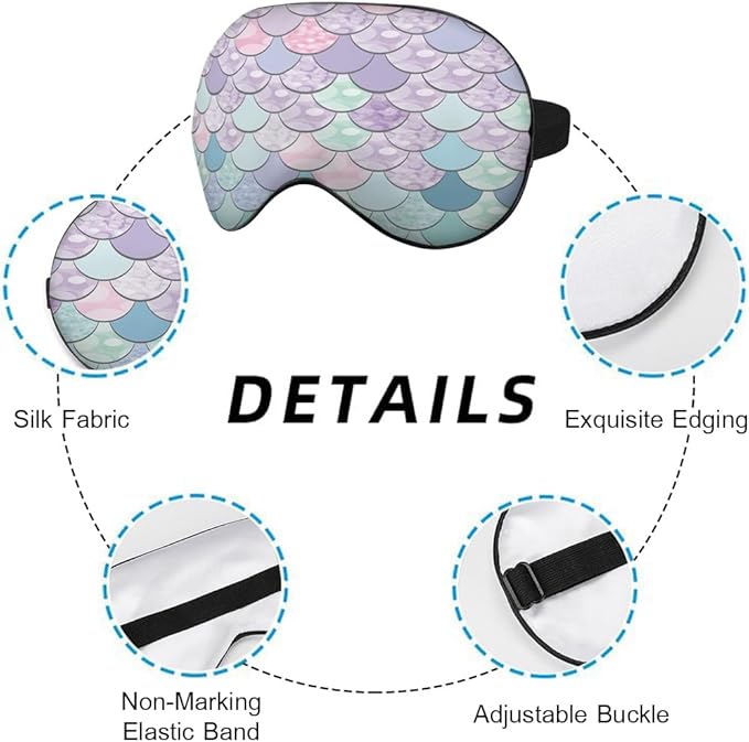 Mermaid Scales Sleep Mask Eye Mask Shiny Scales Ocean Fish Pink Blue Sleep Mask Light Blocking Adjustable Smooth Soft Eye Masks for Women Deep Rest Travel - Bloomnest