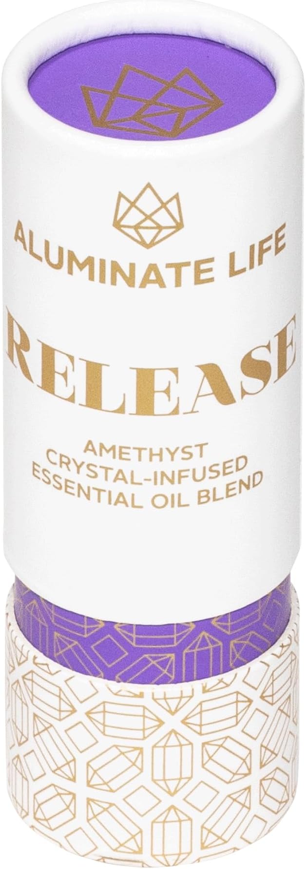 Crystal Infused Essential Oil Vial, 1 Oz, Release - Amethyst Crystal Infused - Scents of Lavender, Bergamot, & Frankincense - Aromatherapy Oils, Massage, Stress Relief