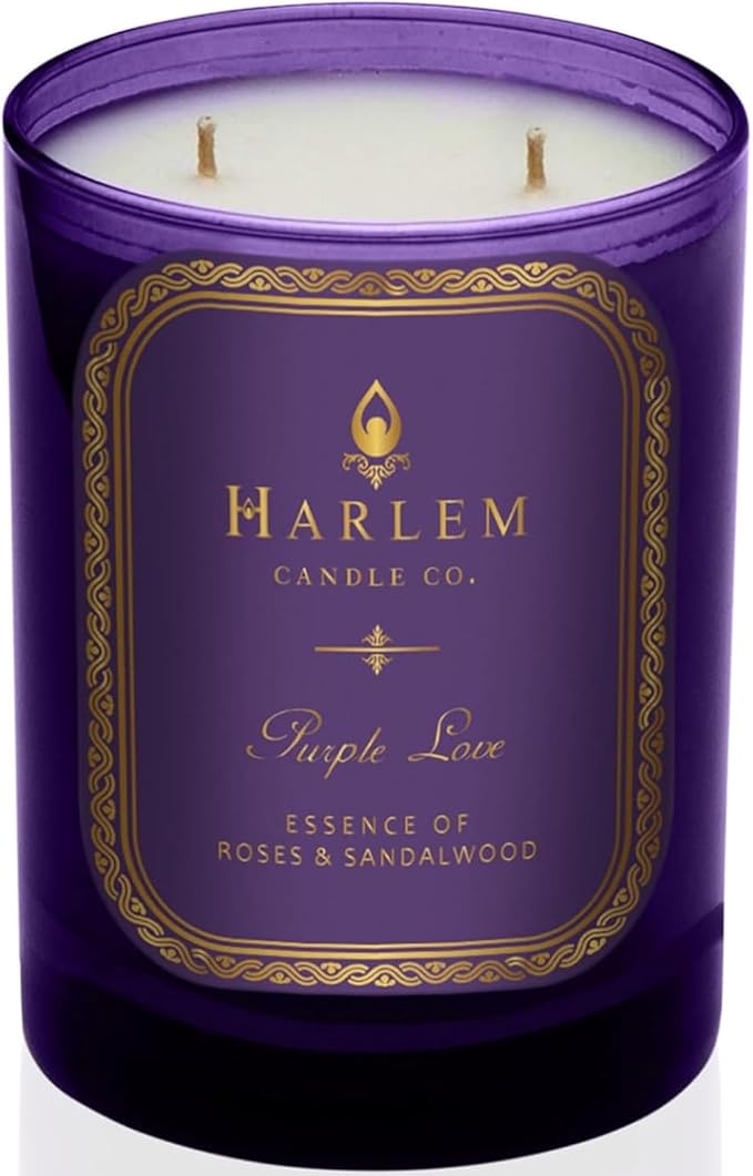 HARLEM CANDLE CO. Purple Love - Luxury Scented Soy Candle, 11 oz - 80-Hour Burn Time | Rose, Sandalwood, Apple and Clove | Scented Candles for Home - Bloomnest