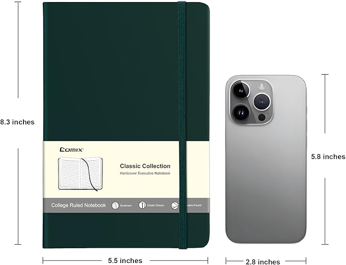 COMIX 12 Pack Lined Journal Notebooks for Women & Men, 240 Pages, Medium 5.5" x 8.3", Hardcover, Journaling Notebook for Work & Note Taking, Fits for School Home Business, Journals for Women, Men - Bloomnest