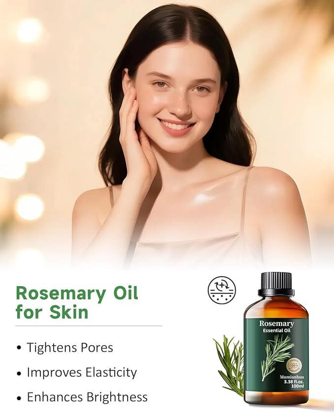 Rosemary Essential Oil Pure Mumianhua Natural Rosemary Oil for Diffuser, Aromatherapy, Cleansing, Scalp,Hair, Skin, Soap Making 3.38 Fl Oz - Bloomnest
