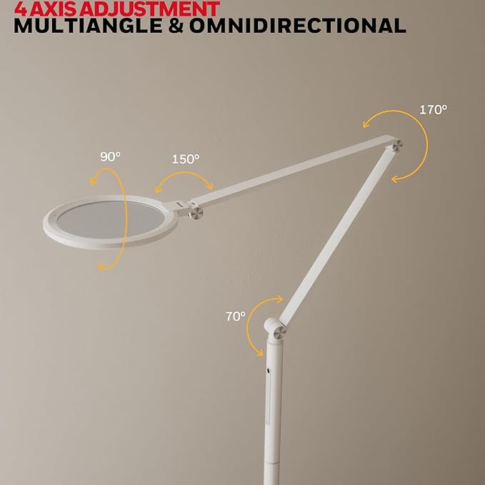 Honeywell LED Floor Lamp - F01WT Sunturalux™ Eye Caring Dimmable Standing Light with Remote,Bright Natural Daylight 5 Colors & 5 Brightness Adjustable Tall Lampara for Home Office Living Room Bedroom - Bloomnest