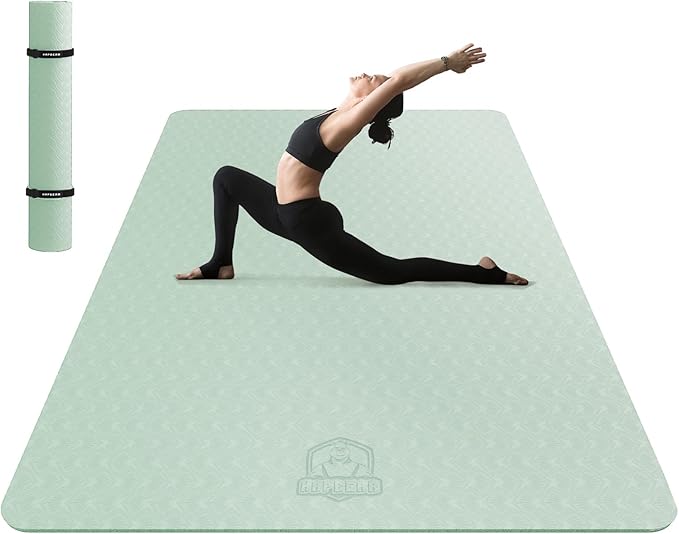 HAPBEAR Extra Large Yoga Mat - 72"x48"/78"x54", 1/4" & 1/3" Thick, Non-Slip, Durable, Eco-Friendly, Wide Exercise Mat for Home Workouts, Yoga, Pilates, Stretching, Meditation (Barefoot Exercise) - Bloomnest