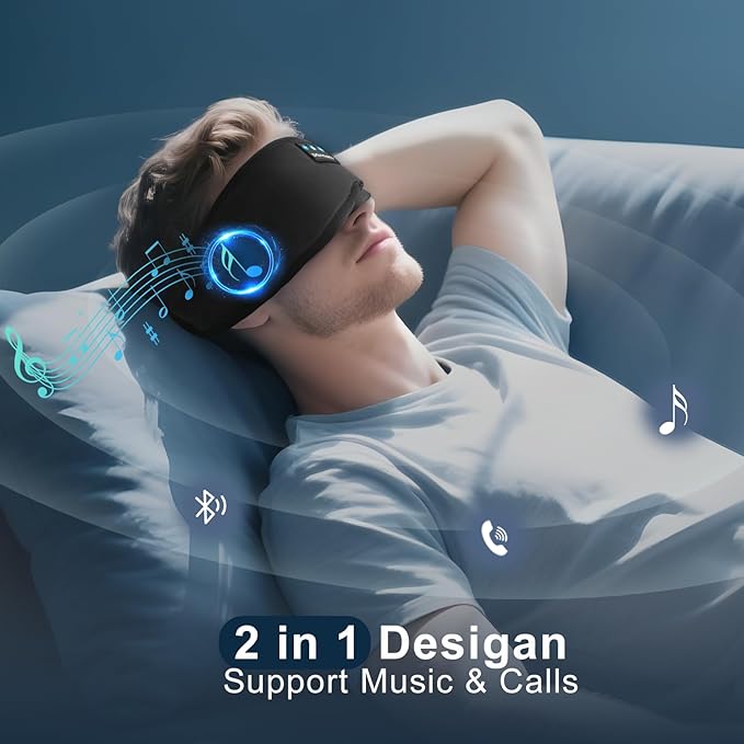 Deep Sleep Mask with Bluetooth 5.4 Headphones - Blackout Sleeping Mask Side Sleeper Eye Masks Earphone Rechargeable Headband Wiless Music Ear Muffs Portable Travel Essentials Gift for Women Men Mom - Bloomnest