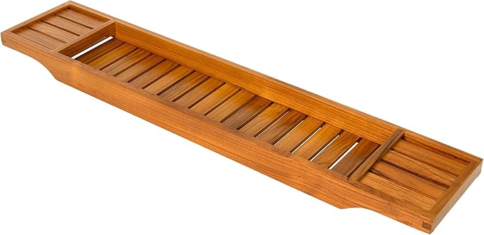 VaeFae Teak Bathtub Tray, Wooden Bath Caddy for Bathtub, Bath Tub Wood Table for Tub - Bloomnest