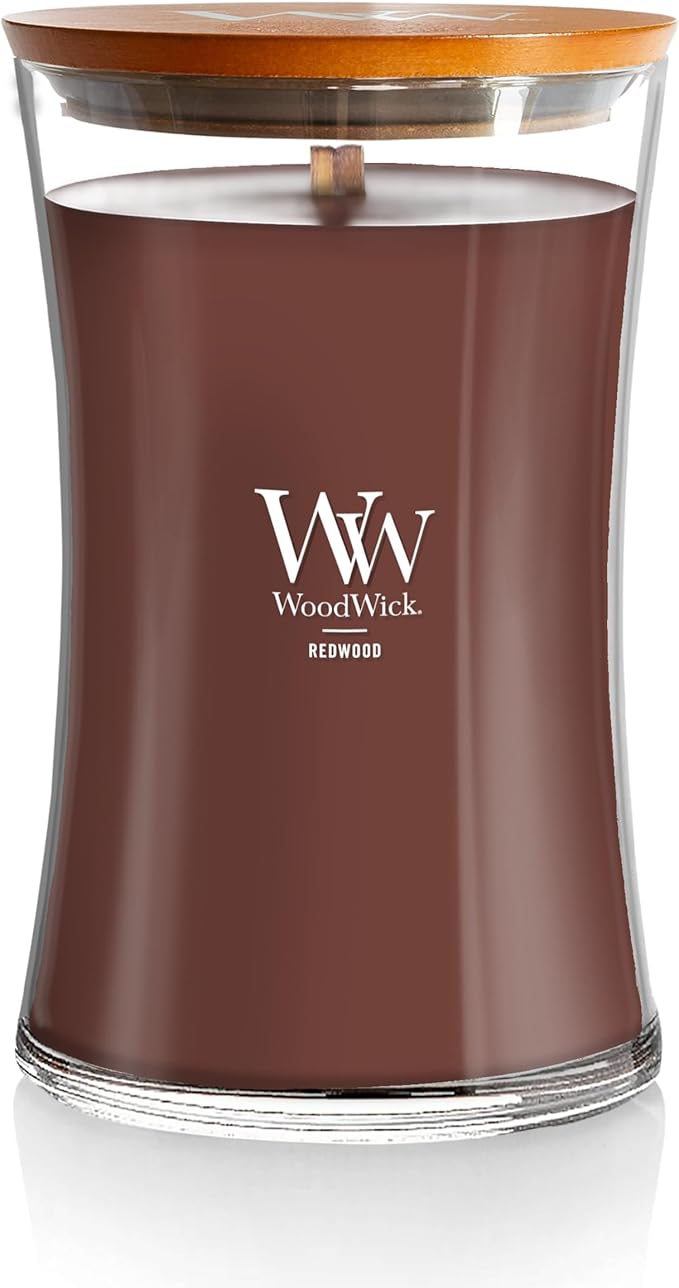 WoodWick Redwood Holiday Candle Gifts for Women and Men, 21.5 oz Large Hourglass Candle with Crackling Wick - Bloomnest