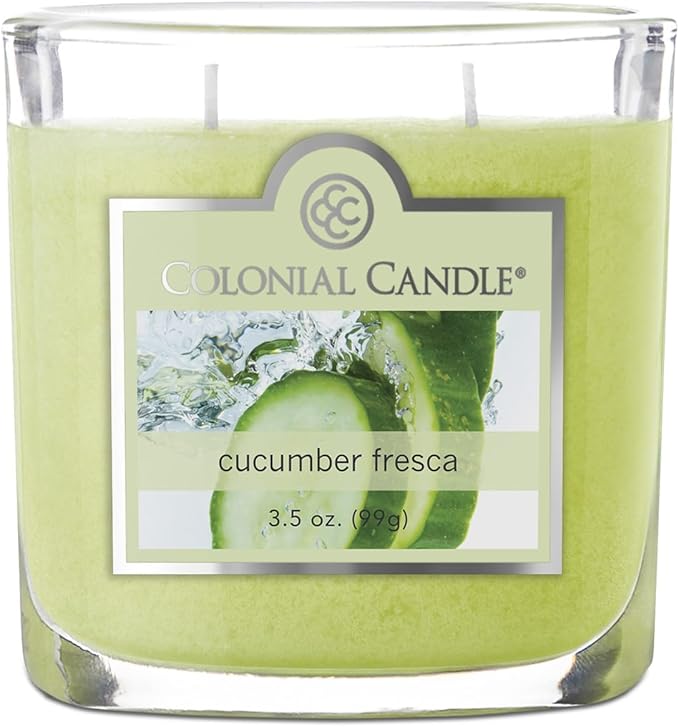 Colonial Candle Cucumber Fresca Scented Jar Candle, 2 Wick, 3.5 oz, Mottled Wax Candle - Bloomnest