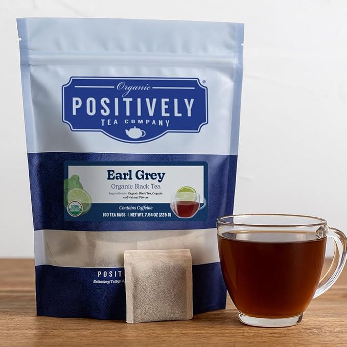 Organic Positively Tea Company, Earl Grey Black Tea Bags, 100 Count - Bloomnest