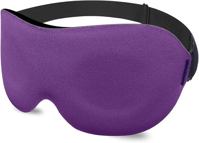 DTS Eye Masks for Side Sleepers Men Women Zero Eye Pressure 3D Cups Complete Light Blocking Night Blindfold with Adjustable Strap Shade Cover Sleeping Mask for Travel Nap Work Home (Purple) - Bloomnest