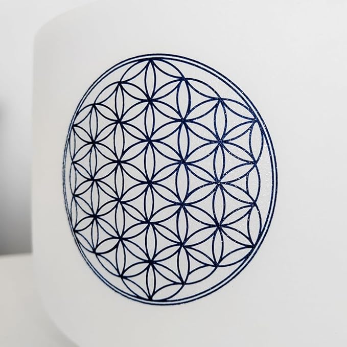 Hye-eun 528 hz Crystal Singing Bowl,8 Inch C Note Flower of Life Quartz Singing Meditation Bowl Chakra Tuned Sound Healing with Carry Case Bag