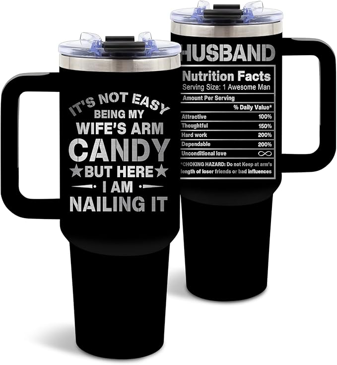 DUUV Gifts for Husband from Wife, Husband Tumbler with Handle 40 Oz, Christmas Thanksgiving Wedding Anniversary Appreciation Birthday Gifts for Husbands Men Him, 1PCS - Bloomnest