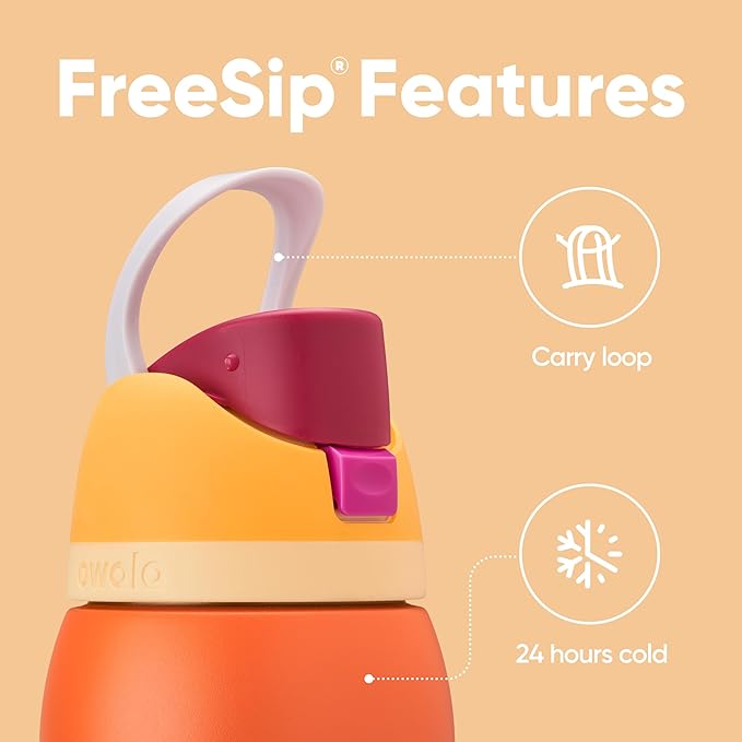 Owala FreeSip Insulated Stainless Steel Water Bottle with Straw for Sports, Travel, and School BPA-Free Sports Water Bottle, 32 oz, Citrus Crush Owala