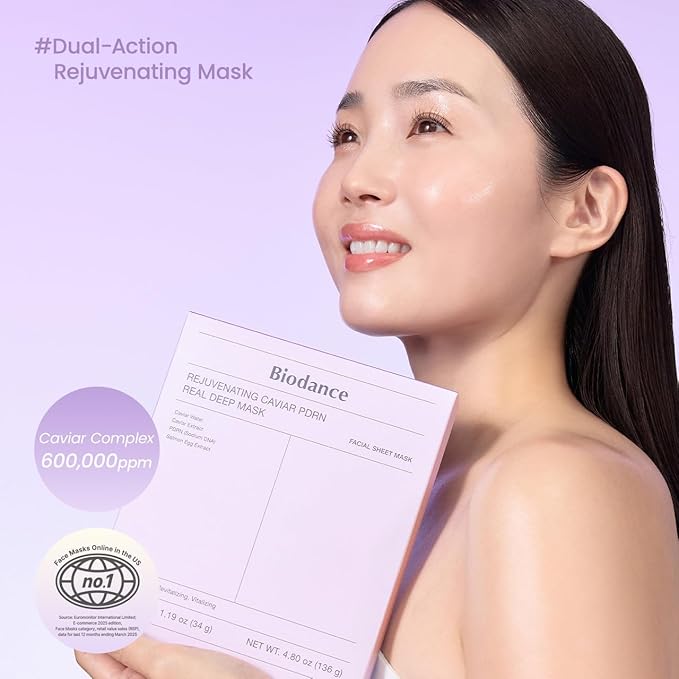 BIODANCE Rejuvenating Caviar PDRN Real Deep Mask, Overnight Hydrogel Mask, Skin Firming, Radiance, Enhancing Skin Recovery, Korean Skin Care, Valentines Day Gifts for Her | 1.19oz(34g) x 4ea - Bloomnest
