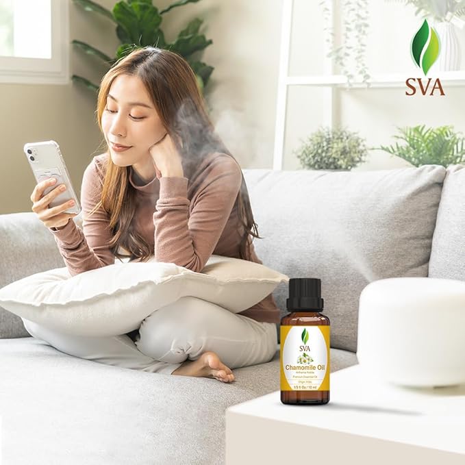 SVA Chamomile Essential Oil – 1/3 Fl Oz – 100% Natural Chamomile Oil - for Diffuser, Hair Care, Face, Skin Care, Aromatherapy, Scalp and Body Massage, Soap and Candle Making - Bloomnest