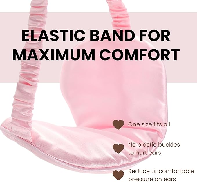 Silk Satin Sleeping Eye Mask, Pink Sleep Eye Mask Night Blindfold for Women and Men, Soft Breathable Blackout Eyeshade Eye Cover for Travel, Wedding Bridesmaid Gift - Bloomnest