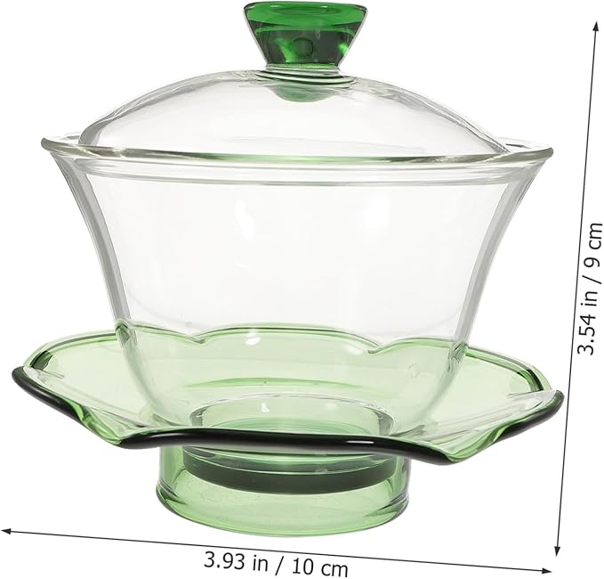 Zerodeko Glass Chinese Tea Bowl with Lid Decorative Tureen Teacup for Brewing Scented and Green Tea Easy-clean Transparent for Home - Bloomnest