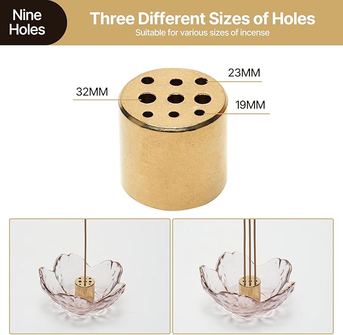 Incense Holder for Sticks,Handmade Ash Catcher Glass Bowl with 9 Holes Incense Holder for Home Décor, Meditation, Yoga,SPA Decor,Easily Grab All Incense Ash - Bloomnest