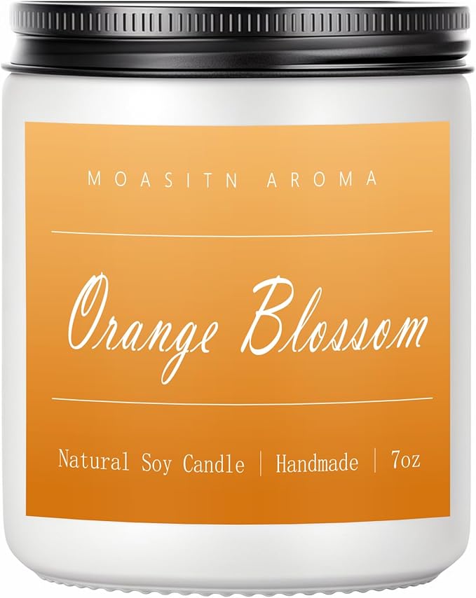 MOASITN Orange Blossom Highly Scented Candles for Home| Natural Soy Aromatherapy Candle| Handmade Long Lasting Jar Candle| Candel Gift for Women,Men as Spring, Summer,Relaxing,Housewarming Gifts| 7oz - Bloomnest