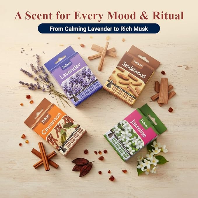 Tulasi Classic Incense Cones with Natural Oils Scents, Set of 12 Fragrances (180 Cones) Calming Home Aromatherapy, Meditation, Relaxing, Mixed Scents with Natural Oils Tulasi