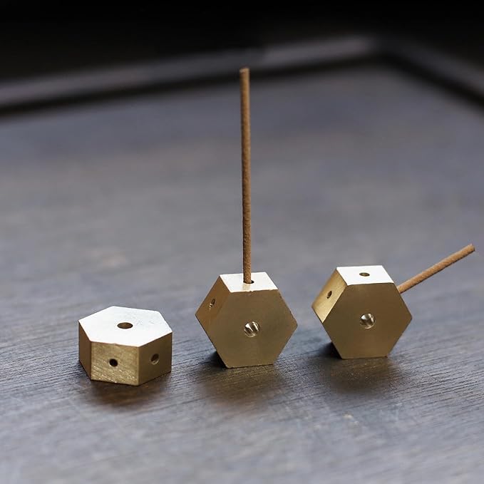 Mini Dual Purpose Incense, Brass Incense Holder for Incense Sticks, Hexagonal Shape Burner Plate Holder Censer Home Decoration, 3 Pcs - Bloomnest