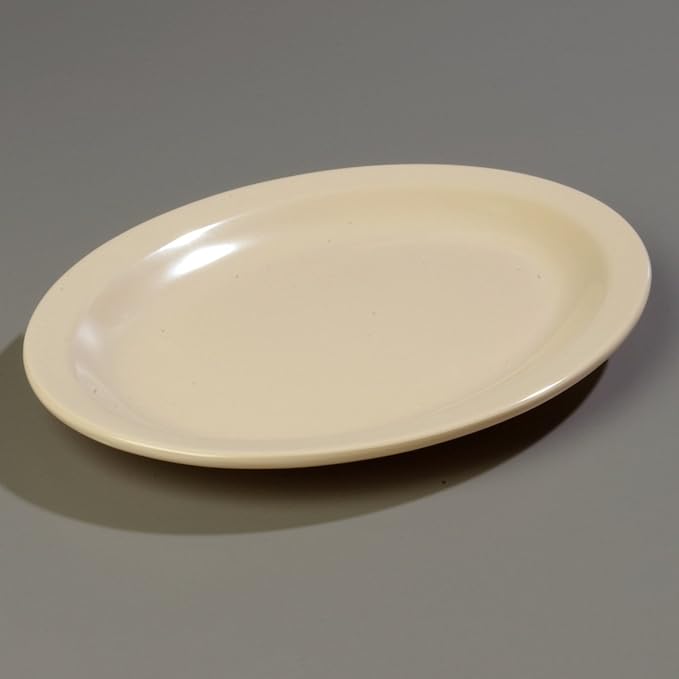 Carlisle FoodService Products Kingline Plastic Oval Platter Oval Tray for Home and Restaurant, Melamine, 12 x 9 Inches, Tan, (Pack of 12) - Bloomnest