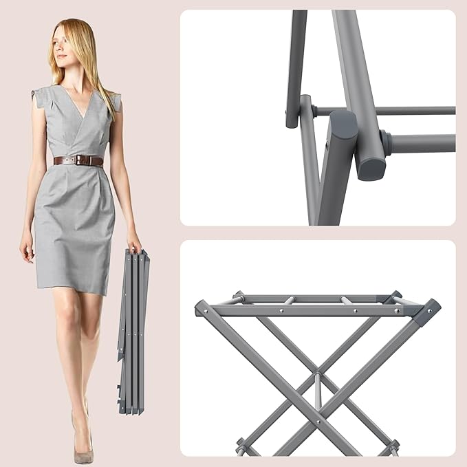 Drying Rack for Laundry, Foldable Clothes Drying Rack, Small Collapsible Dry Rack for Clothes, Use for Indoor & Outdoor Drying Clothes, 40"x29"x14.5" (Grey) - Bloomnest