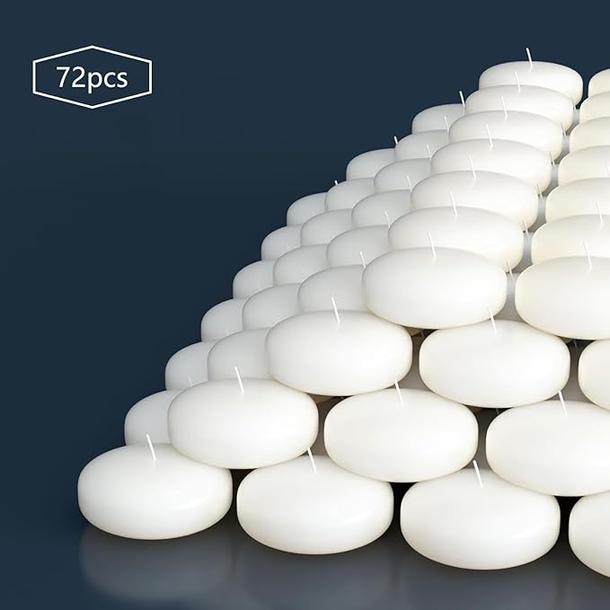 72 Floating Candles, 3 inches in Height, 0.8 inches in Width, Burning for Approximately 8-10 Hours, odorless and smokeless, Emitting Warm Light, Adding a Romantic Atmosphere to You and Your Family - Bloomnest