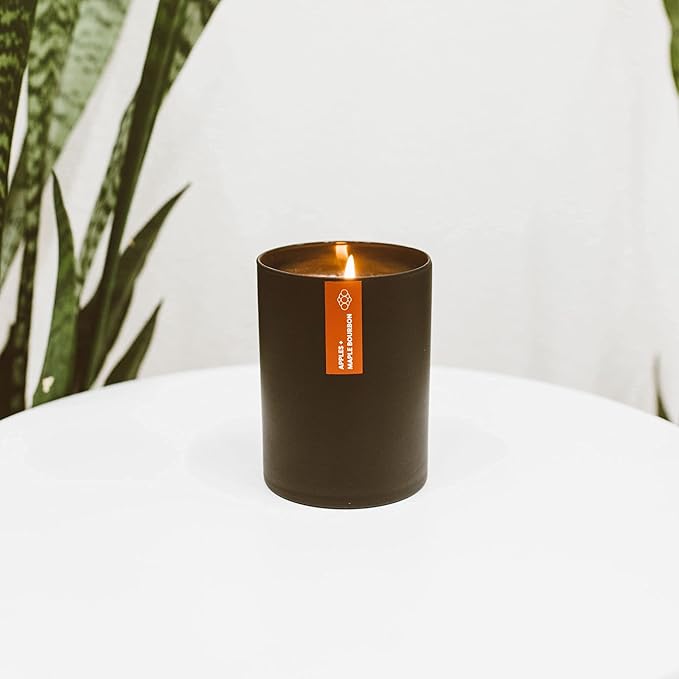 Calyan Wax Co. Apples & Maple Bourbon Scented Candle - 75 Hour Burn - Luxury Non Toxic Soy Wax Candles - Long Lasting Black Tumbler Jar Candle for Home - 10.2oz - Bloomnest
