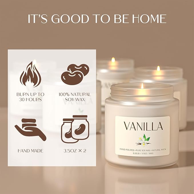Vanilla Candle, Soy Candles for Women, Soy Candles for Home Scented, 2 Pack Aromatherapy Candle Gift Set for Relaxing, Stress Relief & Home Decor - Bloomnest