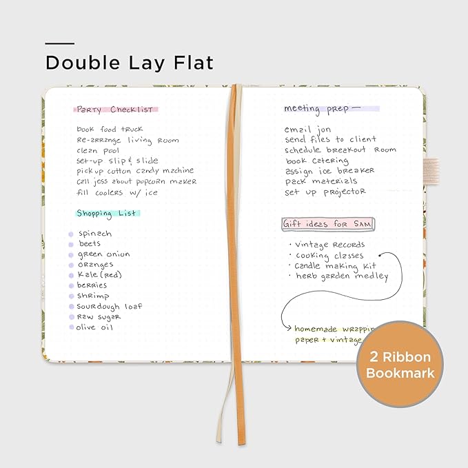 &And Per Se Dotted Journal Notebook, A5 Hardcover Bullet Dotted Journal, 160 Pages 100 gsm Thick Paper, 3 Sheets of Stickers Included - 5.7'' x 8'' (Wild Flowers)