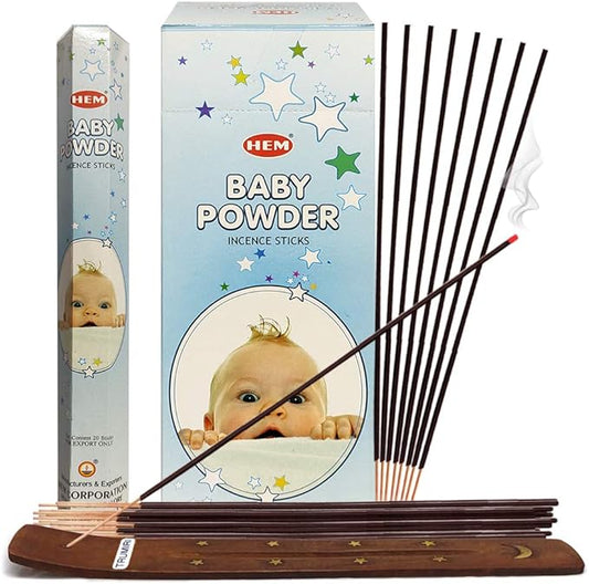 Baby Powder Incense Sticks and Incense Stick Holder Bundle Insence Insense Hem Incense Sticks
