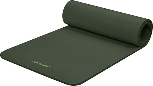 Retrospec Solana Yoga Mat 1/2" Thick w/Nylon Strap for Men & Women - Non Slip Exercise Mat for Yoga, Pilates, Stretching, Floor & Fitness Workouts - Bloomnest