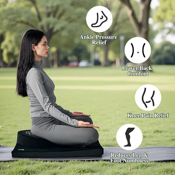 Luxe Velvet Meditation Cushion Set, Zafu Yoga Floor Mat High-Density Foam, 26.4" Large Floor Pillows, Removable Washable Cover for Indoor/Outdoor Use, Metaphysical Mandala Design - Bloomnest