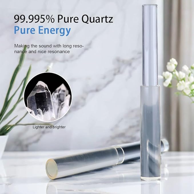 TOPFUND Silicone Quartz Singing Bowl Mallet | Medium-Hard Silicone Sleeve + High Purity Crystal Energy Rod