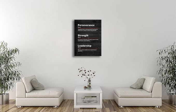 Inspirational Wall Art Canvas Office Wall Decor Perseverance Strength Leadership Noun Print Motivational Quotes for Wall Art Painting Poster Modern Home Gym Classroom Decor Framed[30''W x 40''H] - Bloomnest