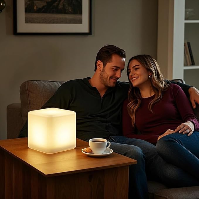 Mr.Go Rechargeable LED Color-Changing Light Cube 8", Dimmable Soothing Mood Lamp with Remote, 16 RGB Colors 4 Modes, Waterproof Cube Lights for Home Patio Party Accent Ambient Decorative Lighting - Bloomnest