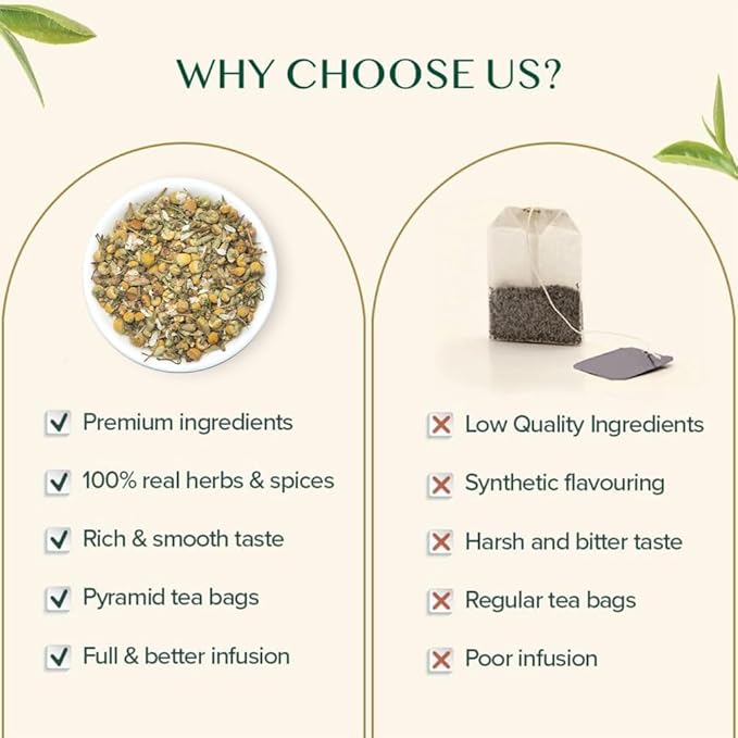VAHDAM, Chamomile Herbal Tea (100 Pyramid Tea Bags) Resealable Ziplock Pouch | Caffeine Free, Non GMO, Gluten Free | 100% Pure Tisane - Sweet & Floral | Made With Natural Chamomile Flowers - Bloomnest