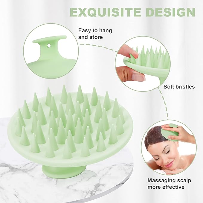 Meartchy Silicone Scalp Massager Shampoo Brush, Scalp Scrubber for Hair Growth (Grass Green) Meartchy
