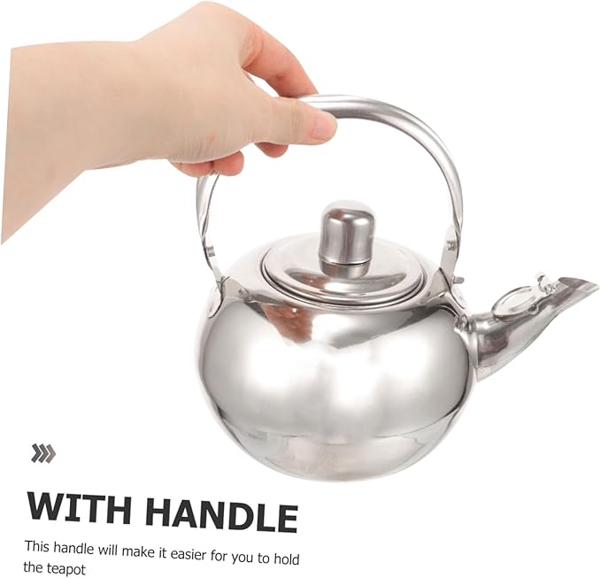 Thickened Stainless Steel Tea Kettle with Fine Mesh Strainer Small Teapot for Home Brewing Loose Leaf Tea Easy Pour Handle Household Water Kettle