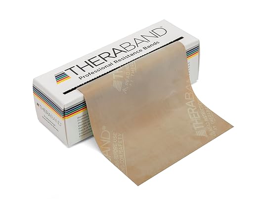 THERABAND Resistance Bands, 6 Yard Roll Professional Latex Elastic Band For Upper Body, Lower Body, & Core Exercise, Physical Therapy, Pilates, Home Workouts, & Rehab, Tan, Extra Thin, Level 1 - Bloomnest