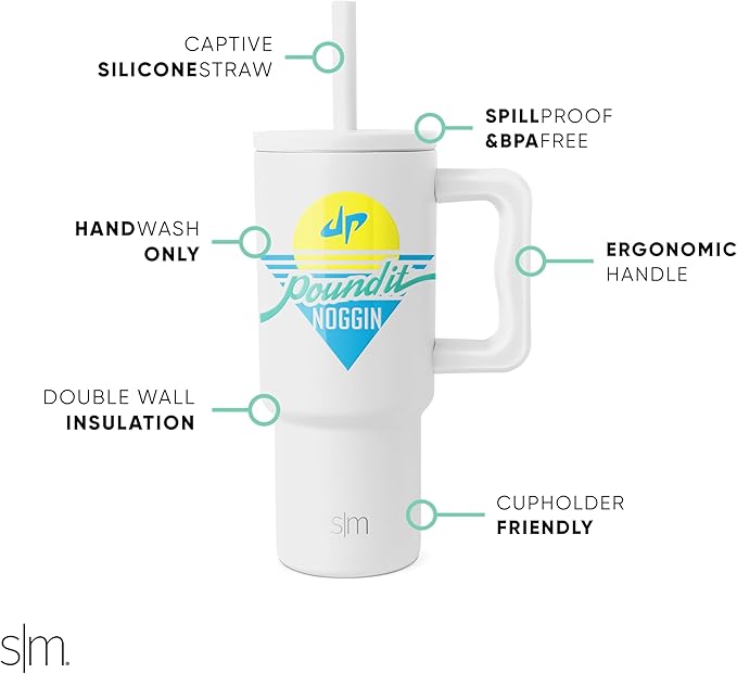 Simple Modern Dude Perfect Kids 24 oz Tumbler with Handle and Silicone Straw Lid | Spill Proof and Leak Resistant | Reusable Stainless Steel Bottle | Gift for Boys Girls | Trek Collection | Pound It - Bloomnest
